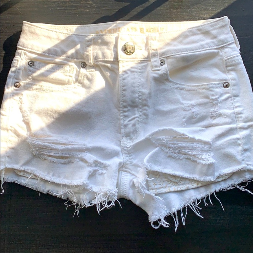 American eagle white jean shorts
